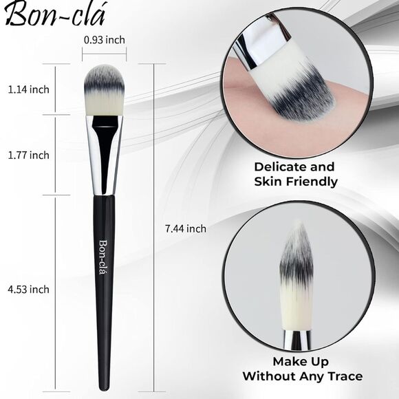 NEW in Box Flat & Round Foundation Brush Soft Bristles Makeup Tool - Picture 2 of 4